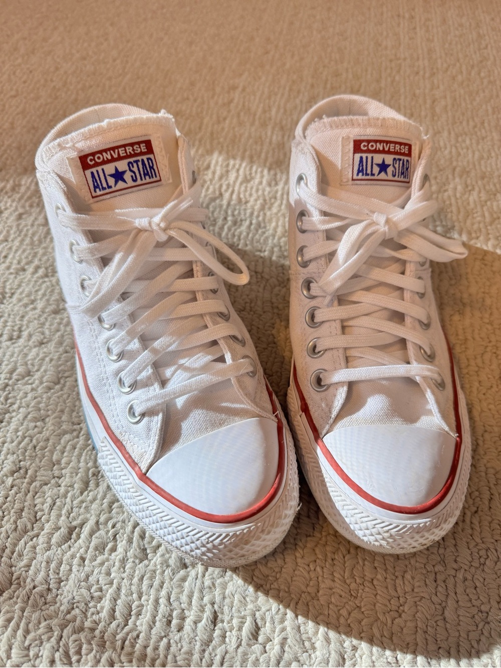 Converse Kids White High-Top Sneakers with Red Trim
